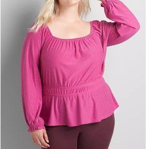 Plus Size 38/40 6X/7X Lane Bryant Pink Illiusion Top Square-Neck Blouse womens